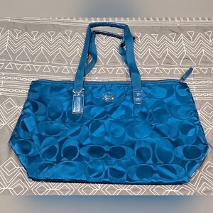 Coach Womens Aqua Blue Tote Bag